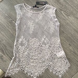SUEDE sleeveless lace top NWT